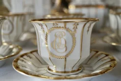 Best Pamono Antique French Porcelain Tea Service, 1840, Set of 16
