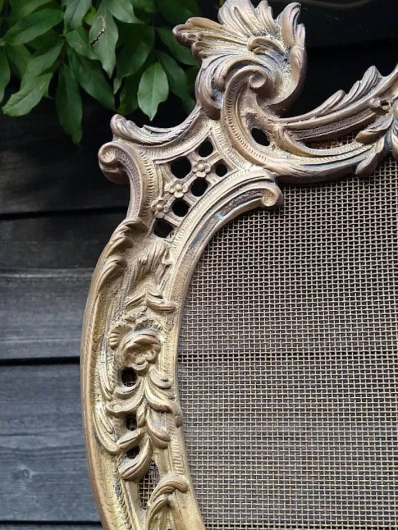 Hot Pamono Antique French Rococo Style Fireplace Screen in Brass, 1890s