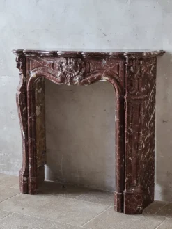 Pamono Antique French Rouge Royal Marble Fireplace><noscript><img width=