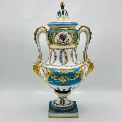 New Pamono Antique French Sevres Style Porcelain Double Handled Urn