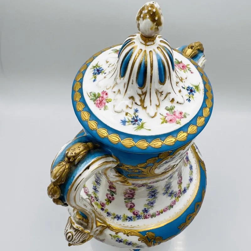 New Pamono Antique French Sevres Style Porcelain Double Handled Urn