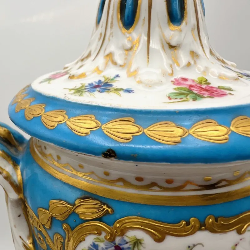 New Pamono Antique French Sevres Style Porcelain Double Handled Urn