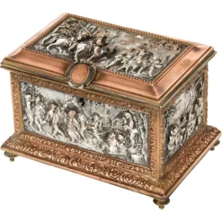 Discount Pamono Antique French Silvered and Gilted Copper Jewellery Casket Box from AB Paris