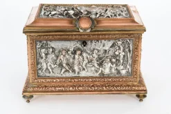 Discount Pamono Antique French Silvered and Gilted Copper Jewellery Casket Box from AB Paris