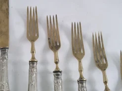 Pamono Antique French Silvered Brass Cutlery, 1700s, Set of 10><noscript><img width=
