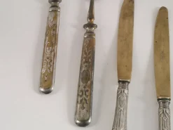 Pamono Antique French Silvered Brass Cutlery, 1700s, Set of 10><noscript><img width=