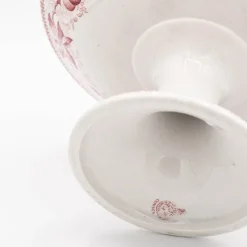 Clearance Pamono Antique French Transferware Footed Plate Cerise from Badonviller, 1890s