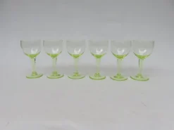 New Pamono Antique French Uranium Glasses Set, Set of 6