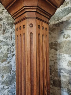 Pamono Antique French Wooden Column Pedestal, 1900s><noscript><img width=