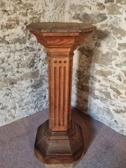 Pamono Antique French Wooden Column Pedestal, 1900s><noscript><img width=