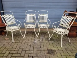 Pamono Antique French Wrought Iron Bistro Chairs, Set of 4> Garden Seating