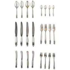 Online Pamono Antique Georg Jensen Sterling Silver Acorn Dinner Cutlery, Set of 24