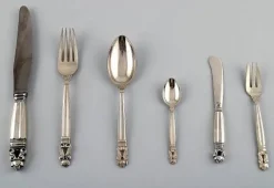 Online Pamono Antique Georg Jensen Sterling Silver Acorn Dinner Cutlery, Set of 24