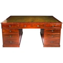 New Pamono Antique George III Flame Mahogany Partner's Pedestal Desk, 1790s