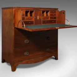 Pamono Antique Georgian English Secretaire Cabinet with Chest of Drawers & Desk> Secretaires
