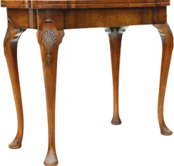 Pamono Antique Georgian Revival Burr Walnut Folding Card or Tea Table, 1920s><noscript><img width=