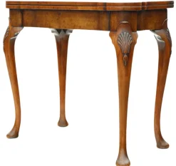 Pamono Antique Georgian Revival Burr Walnut Folding Card or Tea Table, 1920s><noscript><img width=