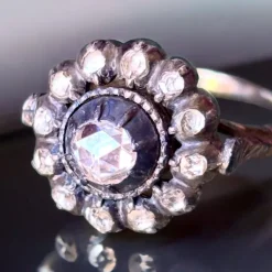 Online Pamono Antique Georgian Ring with Rose-Cut Diamonds, 1790