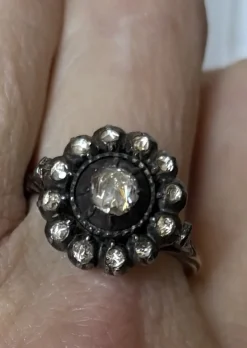 Online Pamono Antique Georgian Ring with Rose-Cut Diamonds, 1790