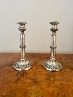 Pamono Antique Georgian Telescopic Candlesticks, 1800s, Set of 2> Candleholders