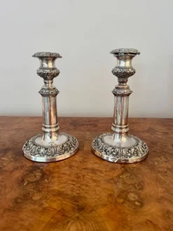 Pamono Antique Georgian Telescopic Candlesticks, 1800s, Set of 2> Candleholders