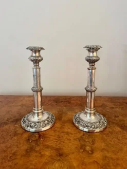 Pamono Antique Georgian Telescopic Candlesticks, 1800s, Set of 2><noscript><img width=