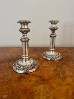 Pamono Antique Georgian Telescopic Candlesticks, 1800s, Set of 2><noscript><img width=