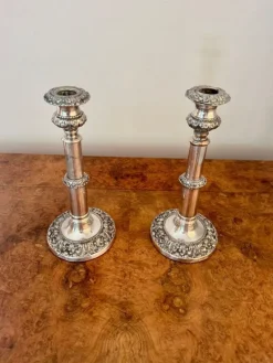 Pamono Antique Georgian Telescopic Candlesticks, 1800s, Set of 2><noscript><img width=