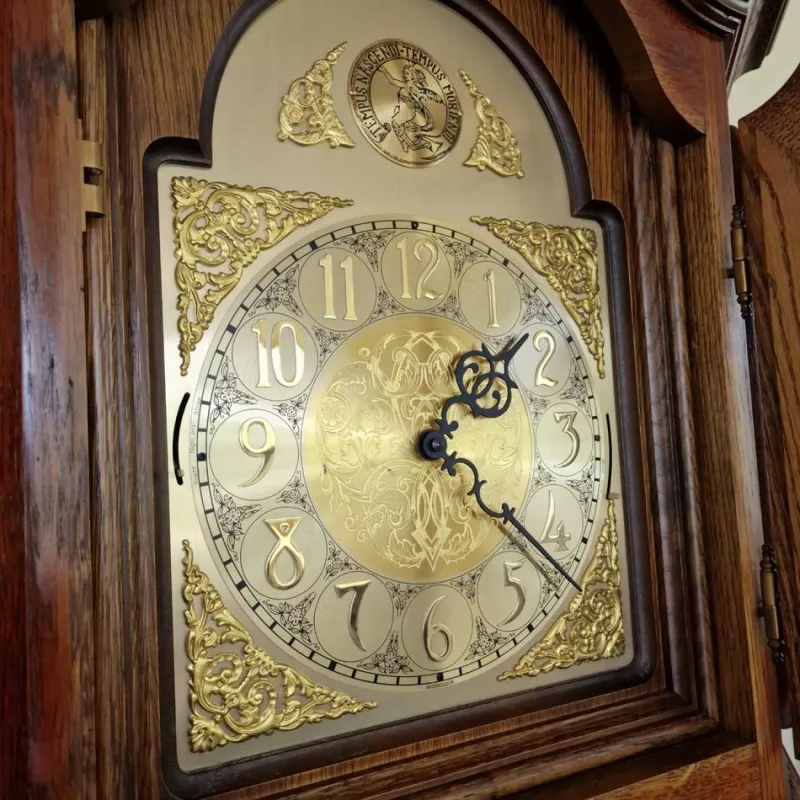 Pamono Antique Germa Table Clock withn Tempus Nascendi Tempus Moriendi Engraving> Clocks
