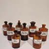 Pamono Antique German Apothecary Jars in Amber Glass, Set of 8> Bottles, Carafes & Jugs