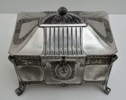 Pamono Antique German Art Nouveau Silver-Plated Jewelry Box from WMF> Trunks Crates & Baskets