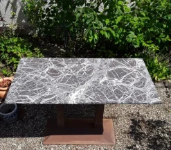 Pamono Antique German Art Nouveau Garden Table with Marble Plate, 1890s><noscript><img width=