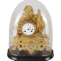 Pamono Antique German Gold-Plated Mantel Pendulum Clock, 1860s> Clocks