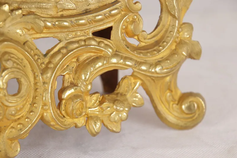 Pamono Antique German Gold-Plated Mantel Pendulum Clock, 1860s> Clocks