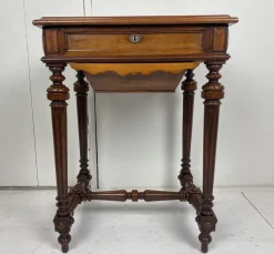 Pamono Antique German Walnut Sewing Table> Worktables & Workbenches