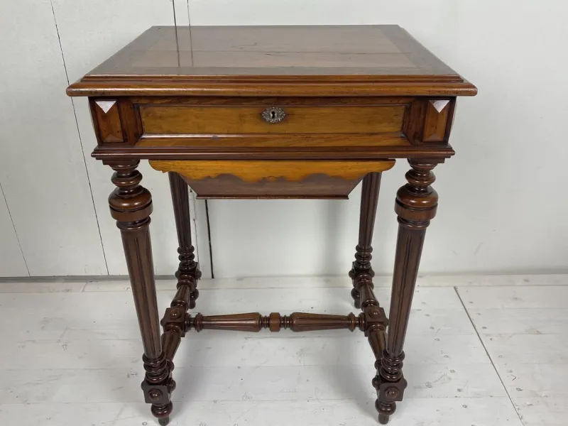 Pamono Antique German Walnut Sewing Table> Worktables & Workbenches