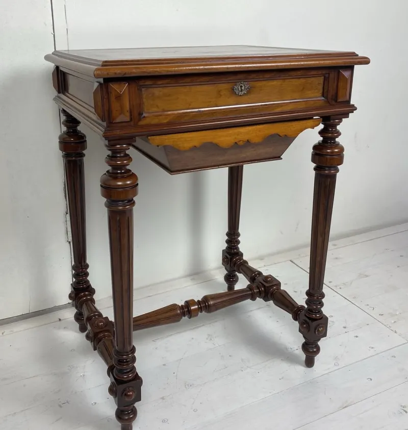 Pamono Antique German Walnut Sewing Table> Worktables & Workbenches