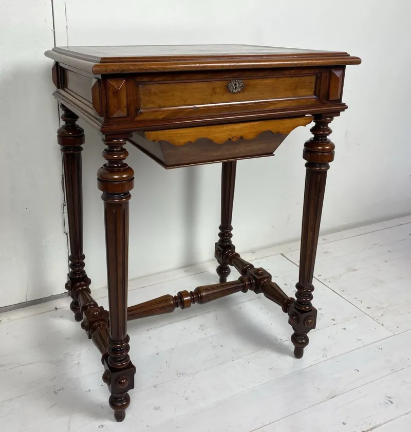 Pamono Antique German Walnut Sewing Table> Worktables & Workbenches