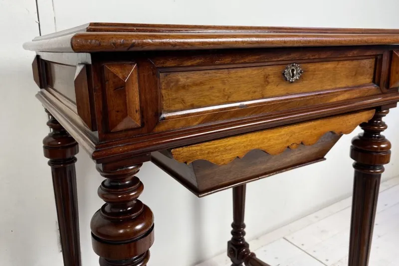 Pamono Antique German Walnut Sewing Table> Worktables & Workbenches