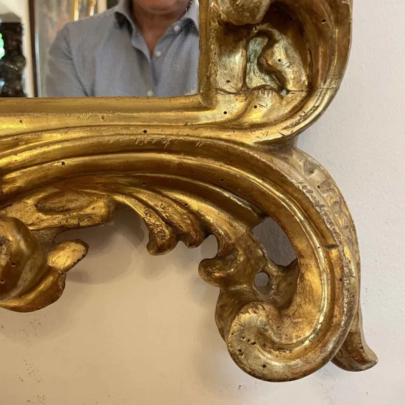 New Pamono Antique Gilded Frame Mirror, 1700s