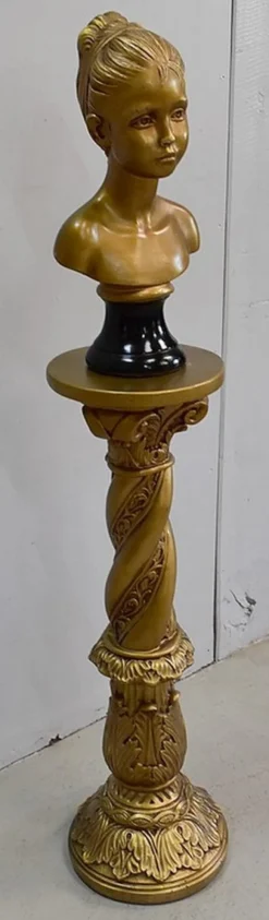 Clearance Pamono Antique Gilded Plaster Twisted Column and Bust of a Girl
