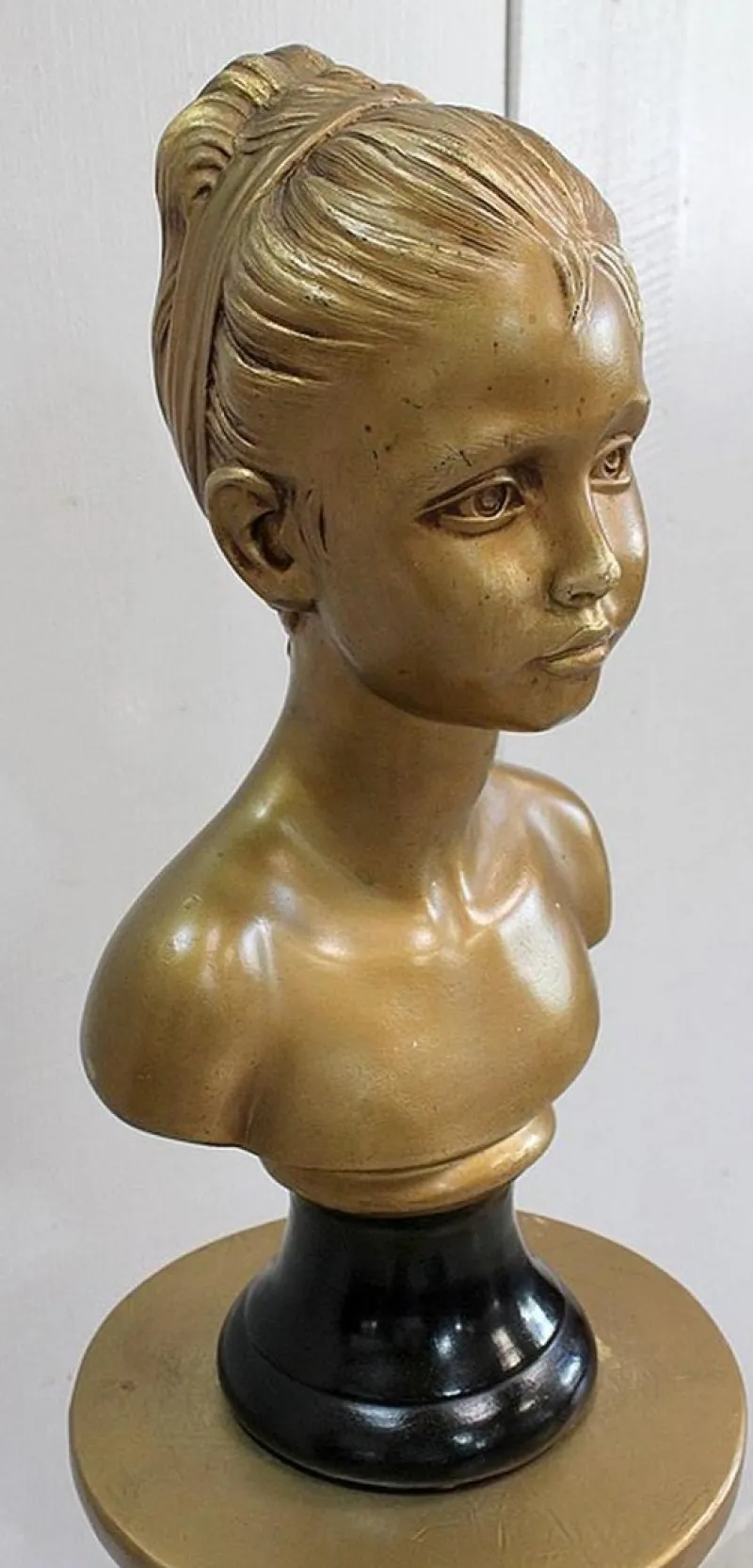 Clearance Pamono Antique Gilded Plaster Twisted Column and Bust of a Girl