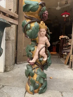 Pamono Antique Gilded Wooden Column, 1800s><noscript><img width=