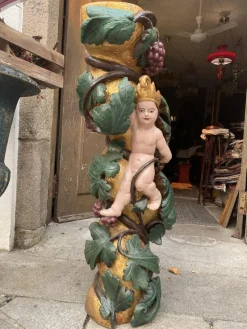 Pamono Antique Gilded Wooden Column, 1800s><noscript><img width=