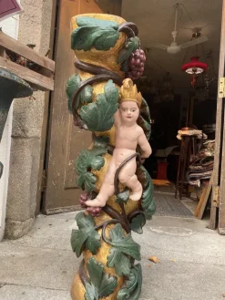 Pamono Antique Gilded Wooden Column, 1800s><noscript><img width=