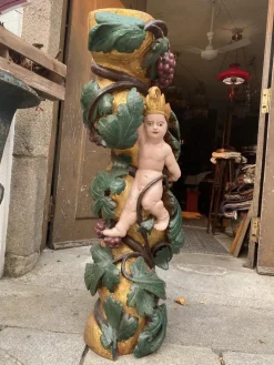 Pamono Antique Gilded Wooden Column, 1800s><noscript><img width=