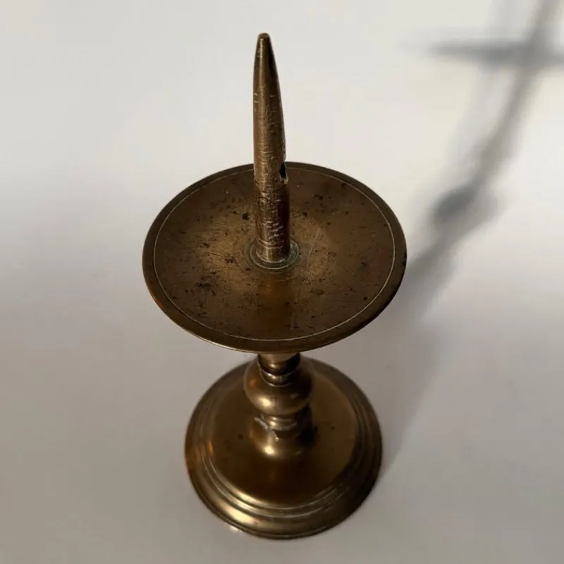 New Pamono Antique Gilt Bronze Candlestick, 1500s
