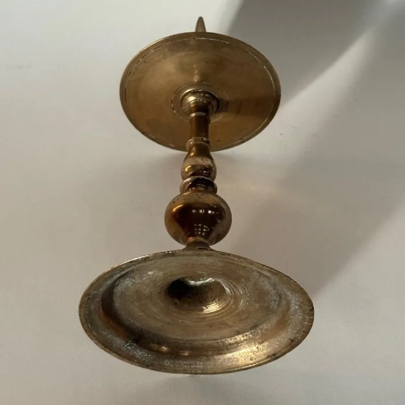 New Pamono Antique Gilt Bronze Candlestick, 1500s