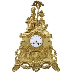 Pamono Antique Gilt Bronze Table Clock, 19th Century> Clocks