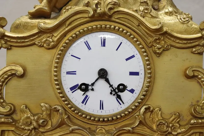 Pamono Antique Gilt Bronze Table Clock, 19th Century> Clocks